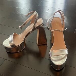 SHEIN Metallic Silver Platform Sandals